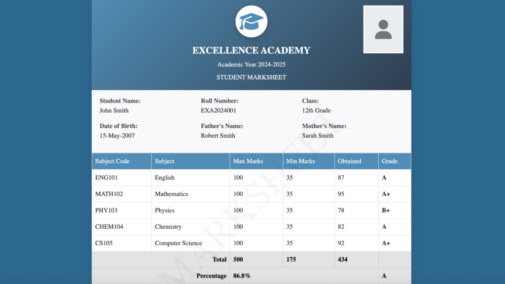 How to Design a Student Marksheet Using HTML and CSS - Youths Forum